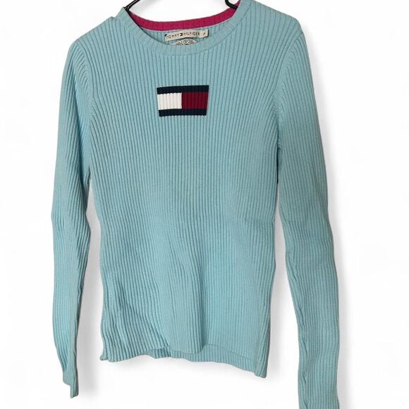 vintage Y2K 2000s retro Tommy Hilfiger blue long sleeve top - Picture 4 of 4